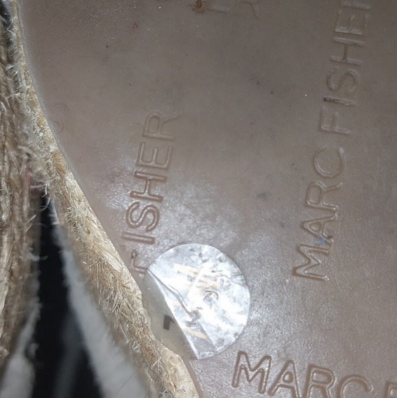 Marc Fisher Leather Suede Laser Cut Espadrille Wedge Open Toe Sandals si… - Picture 9 of 10